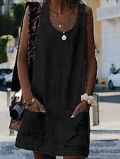 preiswerte Tank-Shirts &amp; kurze Jäckchen für Damen-Damen Neckholder-Unterhemd T-Shirt Kleid Weste Streetwear Lässig Tasche Ärmellos Lange Tops U-Ausschnitt Täglich Wochenende Schwarz Weiß Gelb Wein Blau