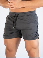 cheap Mens Active Shorts-Men&#039;s Athletic Shorts Running Shorts Gym Shorts Drawstring Side Pockets Split Solid Colored Breathable Quick Dry Outdoor Athletic Beach Casual Shorts Black White Micro-elastic