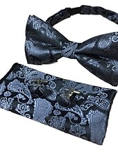 baratos Gravatas e Laços Borboleta para Homem-Homens Gravatas Gravata Borboleta Lenço de Paletó Abotoadura Conjuntos Caixa de presente de gravata borboleta Trabalho Casamento Cavalheiro Jacquard
