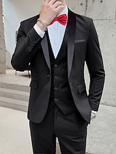 abordables Costumes de Retour-Tuxedos de mariage pour hommes cravate noire Homecoming couleur unie coupe standard 3 pièces simple boutonnage un bouton