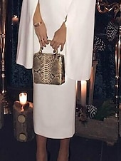 billiga Cocktailklänningar-Sheath cocktailklänningar elegant klänning bröllopsgäst semester te längd lång ärm juvelhals höst bröllopsgäst jersey rygglös med slank enfärgad derbyklänning 2025