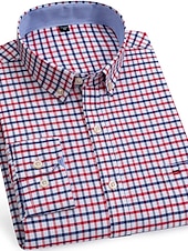 voordelige oxford-overhemden voor heren-Voor heren Overhemd Button-down overhemd Shirt met kraag Oxford overhemd Schotse ruit Bruiloft Casual A B F G Lange mouw Alle seizoenen Kleding
