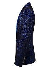 お買い得  ブレザー＆ジャケット-男性用 ブレザージャケット ブレザー レトロ風 仕様 ブラック ワイン ブルー スリムフィット シングルブレスト 一つボタン