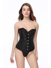 voordelige Rococo-Rococo Overbuste korset Gemaskerd Bal Hoog korset Cosplay Grote maten Dames Buikcontrole Push-up Jacquard Grote maten Maskerade Feest Carnaval van Venetië Volwassenen Korset