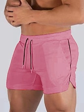 cheap Mens Active Shorts-Men&#039;s Athletic Shorts Running Shorts Gym Shorts Drawstring Side Pockets Split Solid Colored Breathable Quick Dry Outdoor Athletic Beach Casual Shorts Black White Micro-elastic