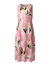 cheap Floral Dress-Women&#039;s Midi Dress Two Piece Dress Set Church Dress Pink Green Gray 3/4 Length Sleeve Floral Ruched Summer Spring Crew Neck Elegant 2023 S M L XL XXL 3XL