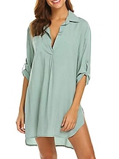 cheap Work Tops-Women&#039;s Swimwear Cover Up Beach Top Normal Swimsuit Deep V for Big Busts Solid Color Green White Blue Purple Bathing Suitsyy / Plus Size / Plus Size