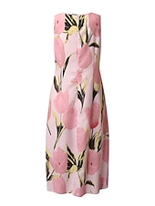 cheap Floral Dress-Women&#039;s Midi Dress Two Piece Dress Set Church Dress Pink Green Gray 3/4 Length Sleeve Floral Ruched Summer Spring Crew Neck Elegant 2023 S M L XL XXL 3XL