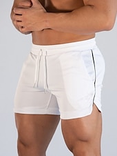 cheap Mens Active Shorts-Men&#039;s Athletic Shorts Running Shorts Gym Shorts Drawstring Side Pockets Split Solid Colored Breathable Quick Dry Outdoor Athletic Beach Casual Shorts Black White Micro-elastic