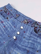 Dámské Džíny Prodloužené Faux Denim Tisk Vysoký pas Plná délka 1 Podzim zima levne Dámské kalhoty Flare-Dámské Džíny Prodloužené Faux Denim Tisk Vysoký pas Plná délka 1 Podzim zima