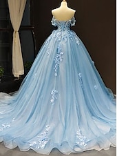 levne Plesové šaty-Ball gown plesové šaty květinové šaty svatební quinceanera s dvorem krátký rukáv srdcového výstřihu krajka s sklady a aplikacemi