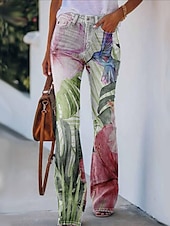 Dámské Džíny Prodloužené Faux Denim Tisk Vysoký pas Plná délka 1 Podzim zima levne Dámské kalhoty Flare-Dámské Džíny Prodloužené Faux Denim Tisk Vysoký pas Plná délka 1 Podzim zima