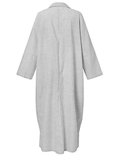 cheap Print Cotton &amp; Linen Dresses-Women&#039;s Black White Light Green Summer Spring Fall Maxi Dress Cotton Linen Dresses Casual Dress Shift Dress Basic Casual Outdoor Winter Dress Vacation Loose Fit Striped Shirt Collar