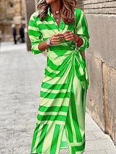 abordables Robes décontractées-robe chemise femme moulante robe portefeuille maxi robe longue extérieur mode quotidienne bohème col chemise froncé fendu manches longues été automne printemps 2023 coupe régulière violet orange vert