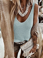 billige Tanks og camisole til kvinner-Kvinners camisole tank topp utegående topper sommer topper cami ensfarget gateklær casual ermeløs V-hals vanlig topper daglig helg svart hvit rosa rød grønn