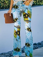 Dámské Džíny Prodloužené Faux Denim Tisk Vysoký pas Plná délka 1 Podzim zima levne Dámské kalhoty Flare-Dámské Džíny Prodloužené Faux Denim Tisk Vysoký pas Plná délka 1 Podzim zima