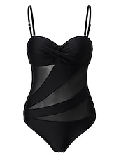 baratos Bodies-Mulheres Normal Maiô Férias Côr Sólida Sem Manga Com Alças Com Transparência Compressão abdominal Festa Diário Normal Preto Vinho Azul Marinha Verão