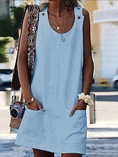 preiswerte Tank-Shirts &amp; kurze Jäckchen für Damen-Damen Neckholder-Unterhemd T-Shirt Kleid Weste Streetwear Lässig Tasche Ärmellos Lange Tops U-Ausschnitt Täglich Wochenende Schwarz Weiß Gelb Wein Blau