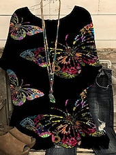 ieftine Vârfurile animalelor-Bluză pentru femei Plus size Grafică Puncte polka Fluture Punk  Gothic Mâneci scurte Mâneci dolman Gât rotund Topuri regulate Zilnic Iesire Weekend Imprimare Negru Albastru Albastru închis Vară
