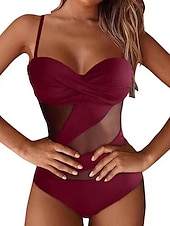 baratos Bodies-Mulheres Normal Maiô Férias Côr Sólida Sem Manga Com Alças Com Transparência Compressão abdominal Festa Diário Normal Preto Vinho Azul Marinha Verão