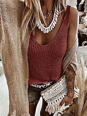 billige Tanks og camisole til kvinner-Kvinners camisole tank topp utegående topper sommer topper cami ensfarget gateklær casual ermeløs V-hals vanlig topper daglig helg svart hvit rosa rød grønn