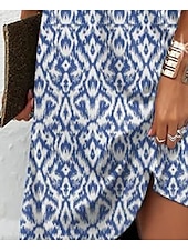 abordables Robes Boho-Robe Mini Femme Robe Petite Robe d&#039;Été Robe Halter Robe Décontractée Vacances Quotidien Fête Coupe Régulière Imprimée Sans Manches Col Halter Sans Bretelles Bleu Été Printemps