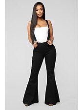 رخيصةأون قيعان-ستايل هبي الثمانينات حفلة تنكرية قيعان الجرس سراويل جينز فتاة القوطي ملابس تنكرية نسائي حفلة تنكرية حفل / مساء فخر موكب شهر الفخر للبالغين بنطلونات