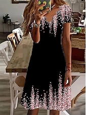 billiga Konst &amp; Design Klänning-Kvinnors Mini Klänning Avslappnad Klänning Petiter Klänning Sundress Skift Klänning Semester Mode Grundläggande Utomhus Semester Daglig Regular Fit Ombre Tryck Kort Ärmar Sweetheart Rosa Blå Grön
