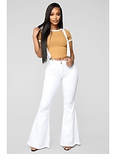 رخيصةأون قيعان-ستايل هبي الثمانينات حفلة تنكرية قيعان الجرس سراويل جينز فتاة القوطي ملابس تنكرية نسائي حفلة تنكرية حفل / مساء فخر موكب شهر الفخر للبالغين بنطلونات