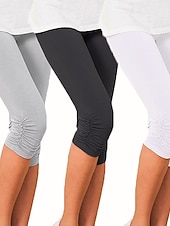 billiga Enkla Leggings-Dam Yogabyxor Solskydd Magkontroll Rumplyft Hög midja Yoga Kondition Gymträning Caprileggings Underdelar Violett Svart Vit sporter Sportkläder Hög Elasisitet Mager
