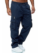 cheap Cargo Pants-Mens Fashion Cargo Pants Casual Loose Trousers Multi-Pocket Outdoor Work Pants Jogger Athletic Sweatpants Navy