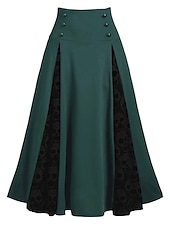 abordables Jupes unies-jupe femme jupe longue swing jupe midi dentelle patchwork crâne vacances décontracté quotidien hiver mode été noir violet vert