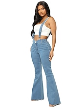 رخيصةأون قيعان-ستايل هبي الثمانينات حفلة تنكرية قيعان الجرس سراويل جينز فتاة القوطي ملابس تنكرية نسائي حفلة تنكرية حفل / مساء فخر موكب شهر الفخر للبالغين بنطلونات