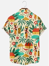 economico Cime-Retrò Vintage Anni '60 Hippie Camicie hawaiane Hippie Disco Costume Per uomo Parata dell'Orgoglio Mese dell'orgoglio Adulti Camicia