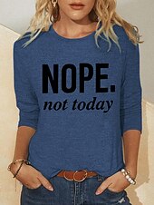 cheap Basic Women&#039;s Tops-Women&#039;s Blouse Basic Letter Basic Round Neck Regular Fall Green Blue Dark Pink Khaki Dark Gray