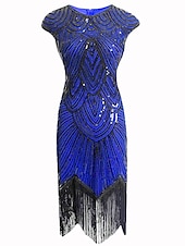 levne Šaty-Řvoucí 20s 20. léta 20. století Koktejlky Bubenové šaty Šaty Plesové šaty Velký Gatsby Charleston Flitry Slátanina Dámské Svatební Párty Svatební host Šaty Šaty pro návrat domů