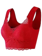 halpa Rintaliivit-naisten langattomat rintaliivit pehmustetut rintaliivit full coverage v kaula hengittävä push up pitsi puhtaan värinen pull-on sulkemispäivä rento päivittäin nylon seksikäs 1kpl musta sininen /