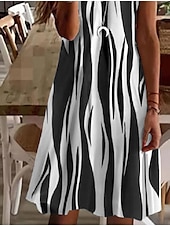 abordables Robes Rayés et Géométriques-Femme Robe mi-longue Robe casual Robe à Bretelles Mini-robe Robe d&#039;été mode basique Sexy Vacances du quotidien Rendez-vous Standard Rayé Sans Manches Col V Noir Vin Bleu Vert Eté Printemps