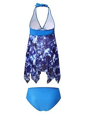 abordables Robes de bain-Maillots de bain pour femmes Robes de bain 2 pièces Maillot de bain Tankini coquin Halter 2 pièces Maillot de bain Modeste Robes de bain Push Up Dos ouvert Vacances Plage Détente Imprimé floral V Fil