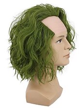 大人男性用バルドショートボブカールダークグリーンジョーカウィッグ コスプレアニメウィッグ ハロウィンウィッグ セントパトリックデーウィッグ お買い得  映画キャラクターウィッグ-大人男性用バルドショートボブカールダークグリーンジョーカウィッグ コスプレアニメウィッグ ハロウィンウィッグ セントパトリックデーウィッグ