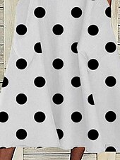 billiga Konst &amp; Design Klänning-Kvinnors Midiklänning Casual Klänning Prickig Ficka Print V Hals Casual Dags Kort Ärmar Sommar Vår