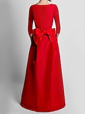economico ROSSO-Tute a due pezzi Abito da sera Elegante Abito Ospite di matrimonio Lunghezza sul pavimento Maniche lunghe Collo a V Tessuto elasticizzato con farfalla 2025