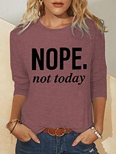 cheap Basic Women&#039;s Tops-Women&#039;s Blouse Basic Letter Basic Round Neck Regular Fall Green Blue Dark Pink Khaki Dark Gray
