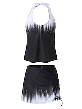 billiga Badessor-Kvinnors normala simkläder baddräkter 2-delad tankini baddräkt halter 2-delad blygsam semester strandkläder ombre rem ärmlösa baddräkter