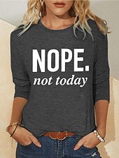 cheap Basic Women&#039;s Tops-Women&#039;s Blouse Basic Letter Basic Round Neck Regular Fall Green Blue Dark Pink Khaki Dark Gray