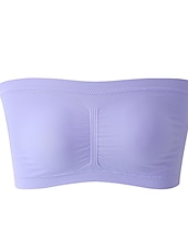 olcso Melltartók-női bandeau melltartó pánt nélküli cső felső sima bézs sztreccs kényelmes puha légáteresztő fehérnemű tavaszi nyár alkalmi napi láthatatlan könnyű varrat nélküli
