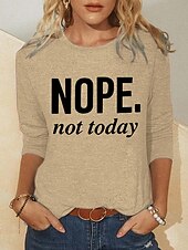 cheap Basic Women&#039;s Tops-Women&#039;s Blouse Basic Letter Basic Round Neck Regular Fall Green Blue Dark Pink Khaki Dark Gray
