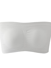 olcso Melltartók-női bandeau melltartó pánt nélküli cső felső sima bézs sztreccs kényelmes puha légáteresztő fehérnemű tavaszi nyár alkalmi napi láthatatlan könnyű varrat nélküli