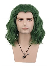 大人男性用バルドショートボブカールダークグリーンジョーカウィッグ コスプレアニメウィッグ ハロウィンウィッグ セントパトリックデーウィッグ お買い得  映画キャラクターウィッグ-大人男性用バルドショートボブカールダークグリーンジョーカウィッグ コスプレアニメウィッグ ハロウィンウィッグ セントパトリックデーウィッグ