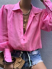 Femme Chemise Chemisier Plein Vêtement de rue Décontractées manche longue Col de Chemise Hauts réguliers Bureau Travail Entreprise Boutons Noir Blanche Rose Claire Orange Vert Printemps Automne abordables Chemises et blouses-Femme Chemise Chemisier Plein Vêtement de rue Décontractées manche longue Col de Chemise Hauts réguliers Bureau Travail Entreprise Boutons Noir Blanche Rose Claire Orange Vert Printemps Automne